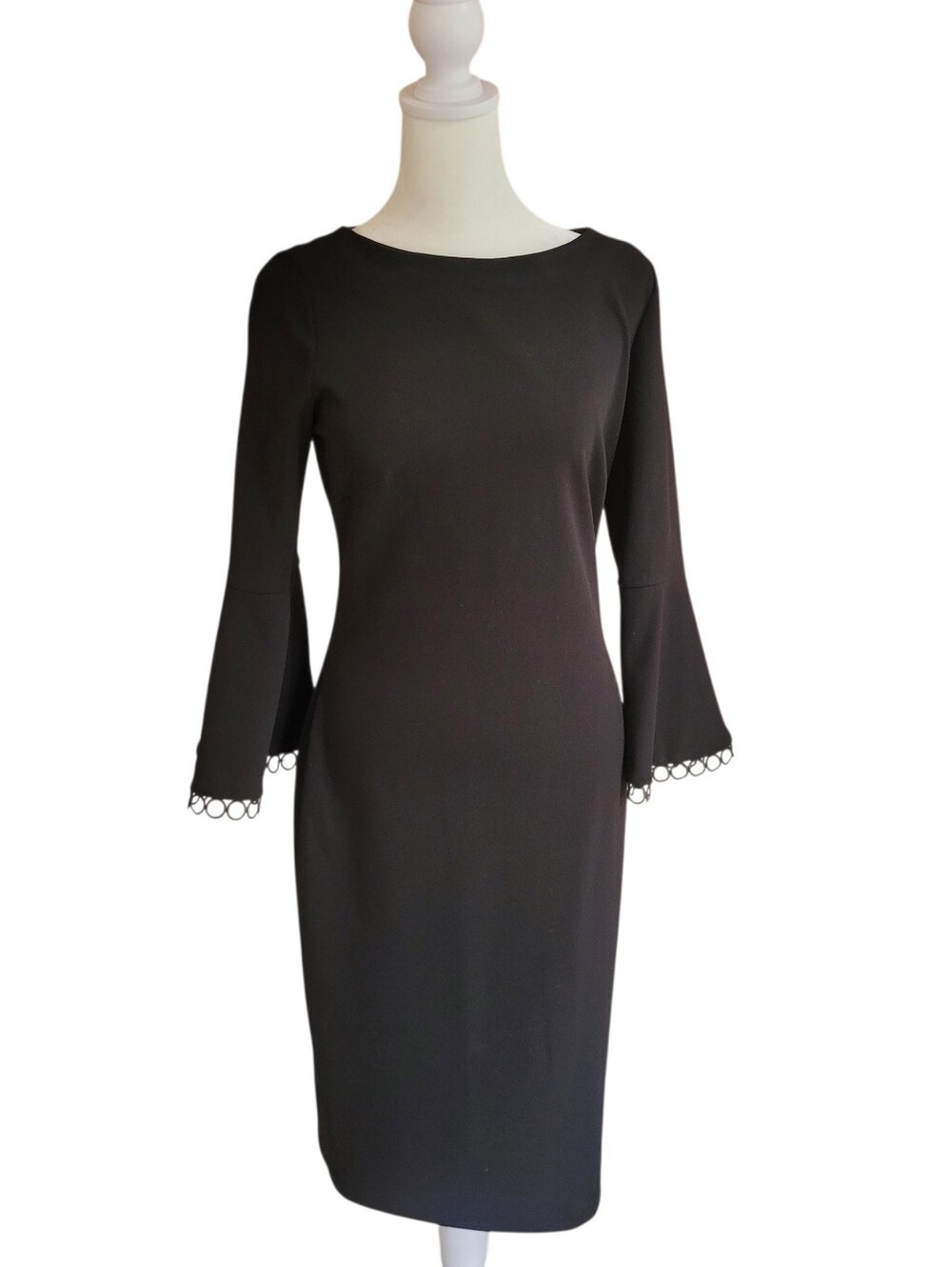 Calvin Klein Black Sheath Dress with Bell Sleeves Size 4